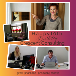 Images celebrating Crescent Consulting 10 year anniversary